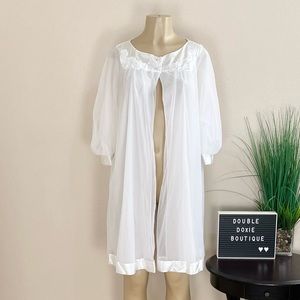 GOSSARD ARTEMIS | Vintage Sheer White Open Front Robe Sz S